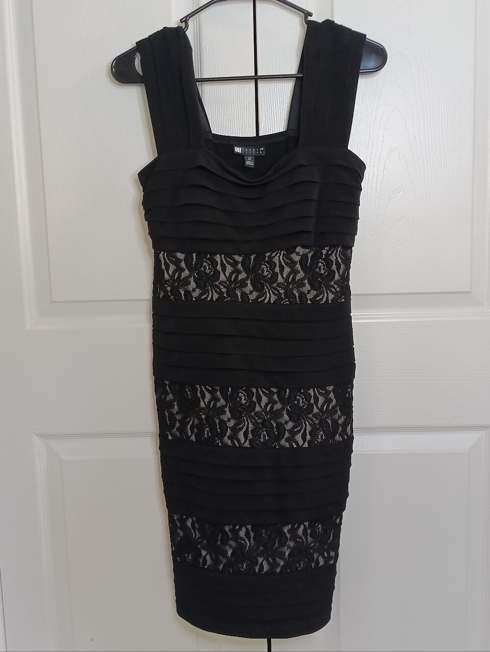 Carole Little Black Lace Panel Bodycon Mini Dress